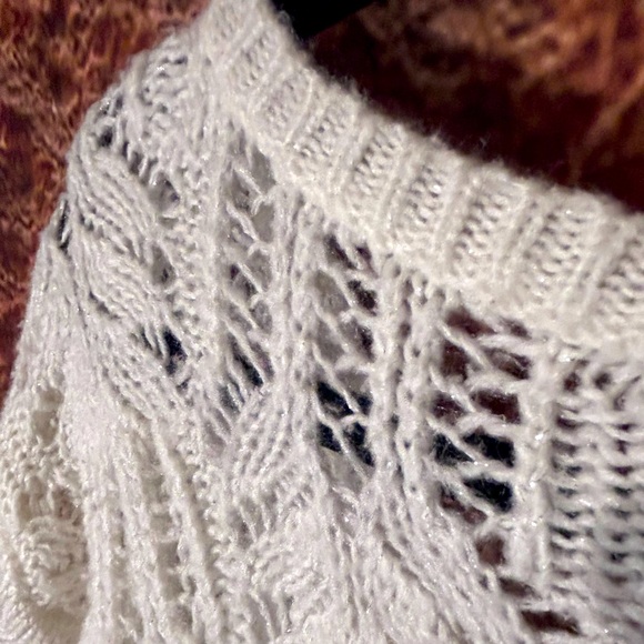 Ivory Open Knit Sparkling Vintage Long-sleeve pull over sweater by Decree - Picture 8 of 10
